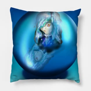 Drowned ghost girl in a crystal ball Pillow