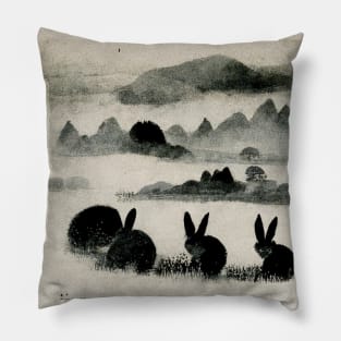 Rabbits in Japan Pillow