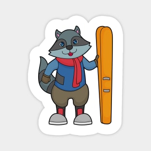 Racoon Skier Ski Magnet