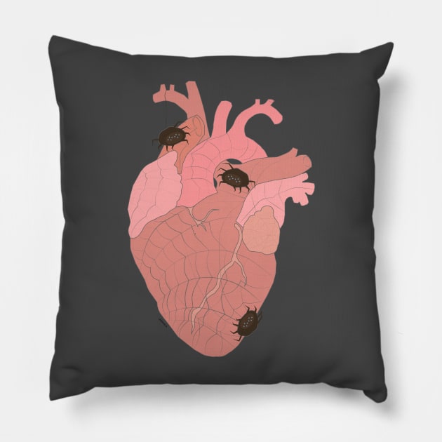 Spiders invasion of the heart Pillow by Johka