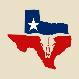 Texas Longhorn Skull With State Flag T-Shirt