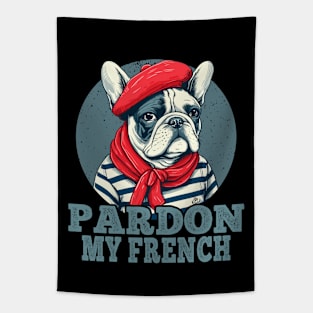 Pardon My French Funny French Bulldog Tapestry