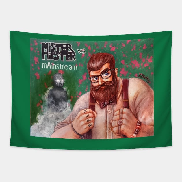 Mister Hipster vs mAinstream Tapestry by FieryWolf