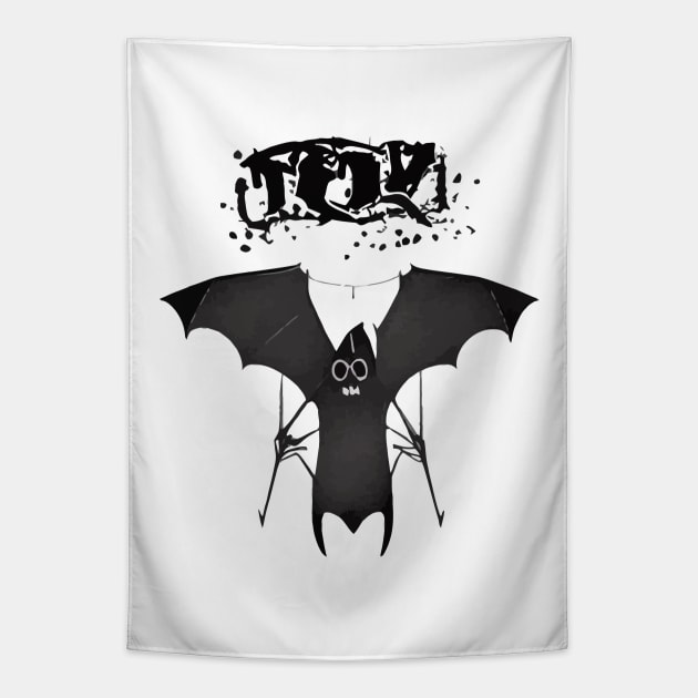 Weird Bat Halloween Creature Tapestry by MindGlowArt