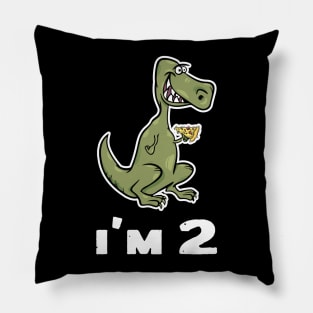 I'm 2 T-Rex Dinosaur Eating Pizza T Shirt Pillow