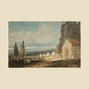 A Church and Churchyard near a River or Lake, with an Extensive Landscape Beyond, 1796-97 T-Shirt