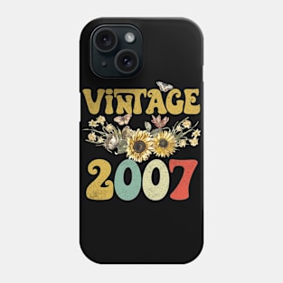 Vintage 2007 Sunflower Floral Retro Groovy 16th Birthday Phone Case