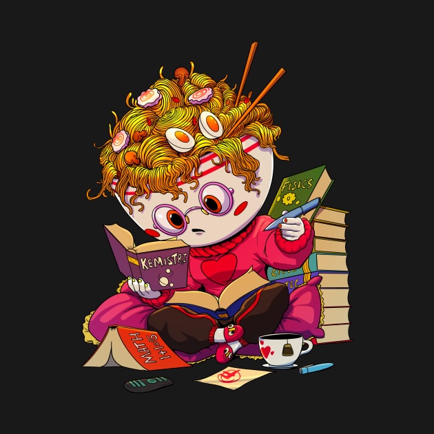 Ramen noodle teacher reading books - classic by Breakfast Knight 