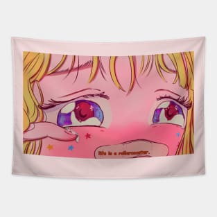 crying anime girl Tapestry