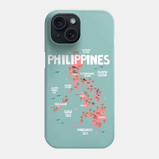 Philippines Illustrated Map Phone Case by JunkyDotCom