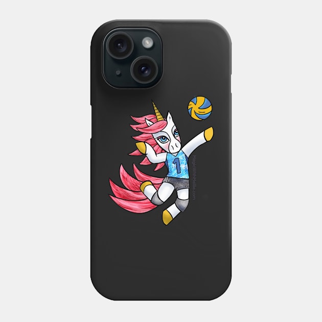 Jumping Volleyball Unicorn - Original Illustration Phone Case by mellierosetest