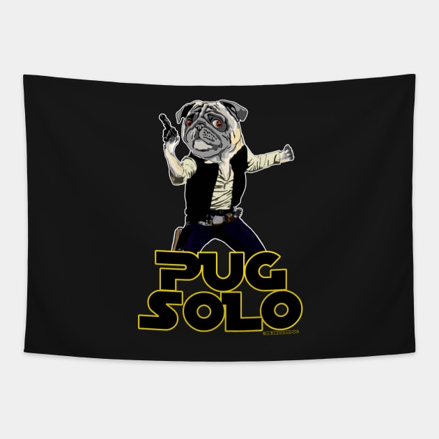 Pug Solo Tapestry by darklordpug