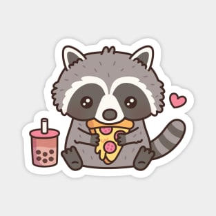 Cute Raccoon Love Eating Pizza Magnet