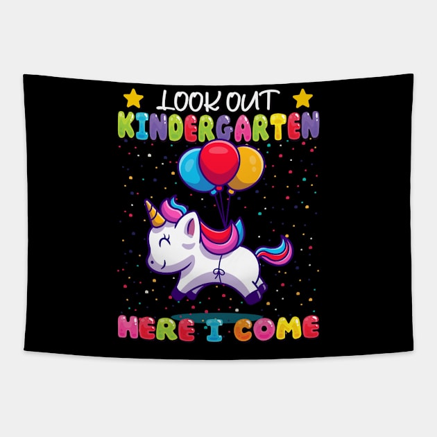 Kindergarten Here I Come Unicorn Enrollment Tapestry by auviba-design