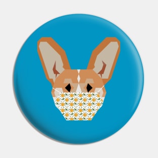 Dog Wearing Pixel Flower Mask Pin