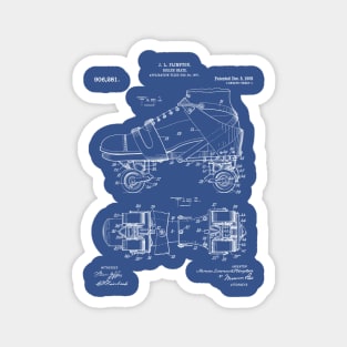 Roller Skates Patent - Derby Fan Skater Art - Blueprint Magnet