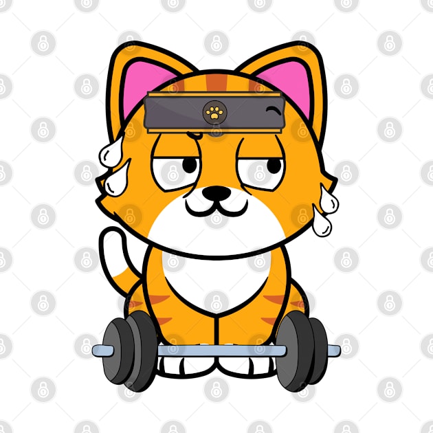 Cute orange cat is exercising by Pet Station
