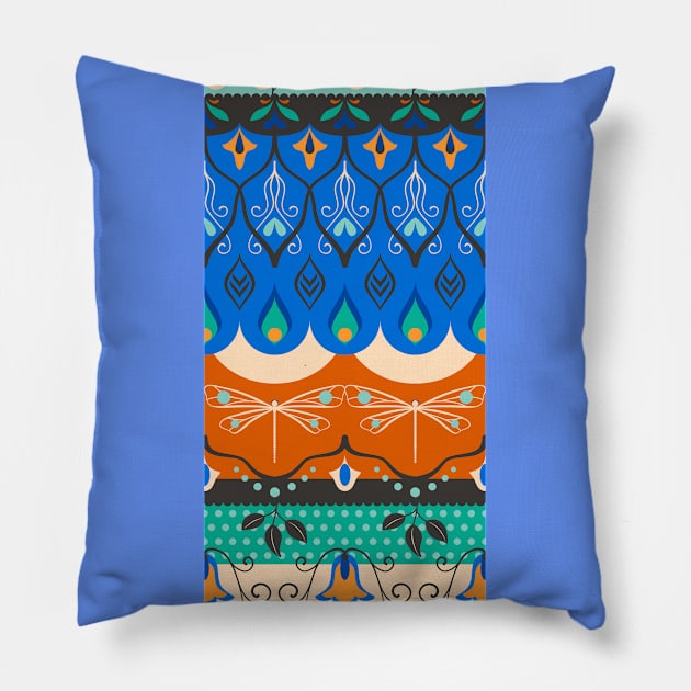 Boho Dragonfly Beachy Pillow by crookedlittlestudio