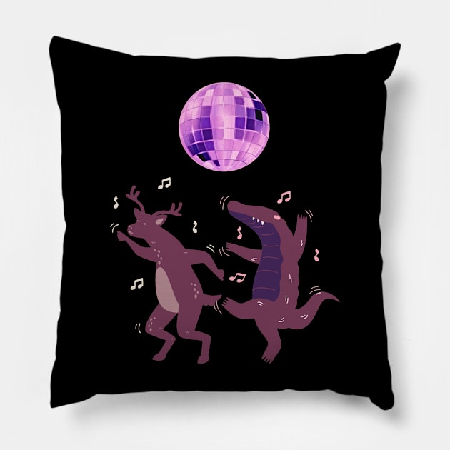 dancing animals disco trippy Pillow by MERCI T-Shirt