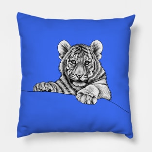 Amur tiger cub - ink illustration Pillow