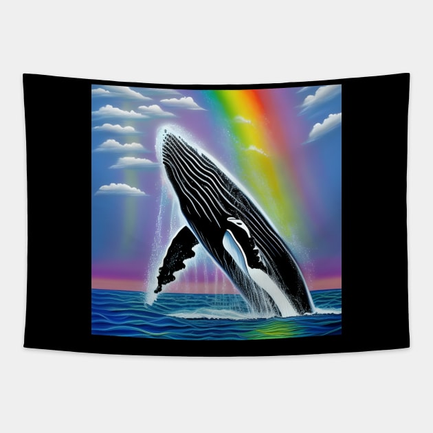 Humpback Whale Rainbow Tapestry by KayBee Gift Shop