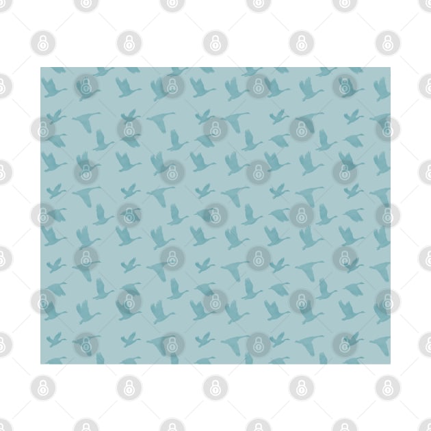 Flying Birds Pattern Blue by DrawingEggen