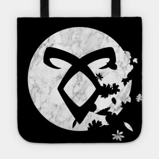 Shadowhunters rune - Angelic Power rune (marble texture and destructive leaves) - Malec | Mundane | Alec, Magnus, Jace, Clary Tote