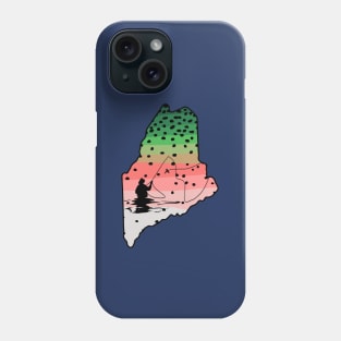 Rainbow Trout Fly Fish Maine State Map Fly Fishing Fisherman Gifts Phone Case