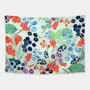 colorful berries watercolor collection Tapestry