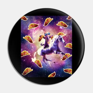 Thug Space Cat On Unicorn With Taco Pin