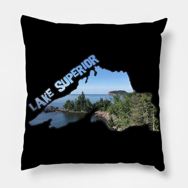 Lake Superior Outline (Tettegouche State Park) Pillow by gorff