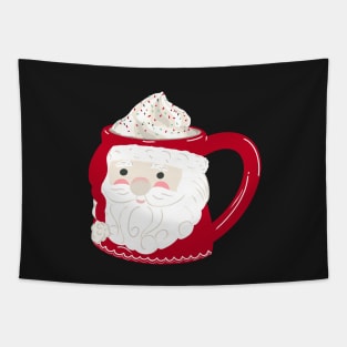 Vintage Santa Mug with Hot Chocolate, Cream, Sprinkles and Cookies Tapestry