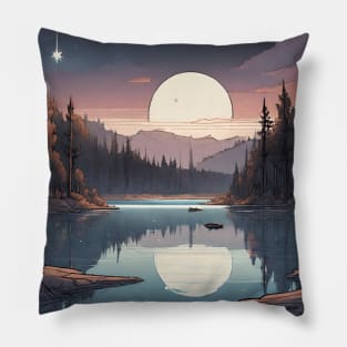 Dusk on the Moonlit Lake Pillow