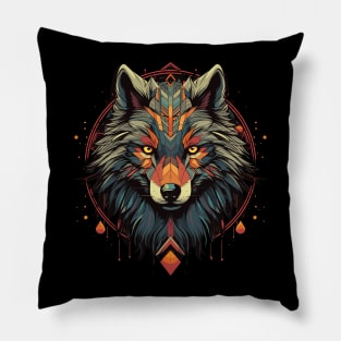 Boho Wolf Portrait Pillow