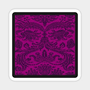 Plum Purple on Raspberry Pink Royal Medieval Damask Scrolls Magnet