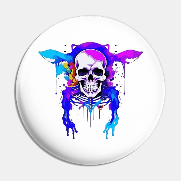 Color-splashed Skull Pin by SilverFoxx Designs