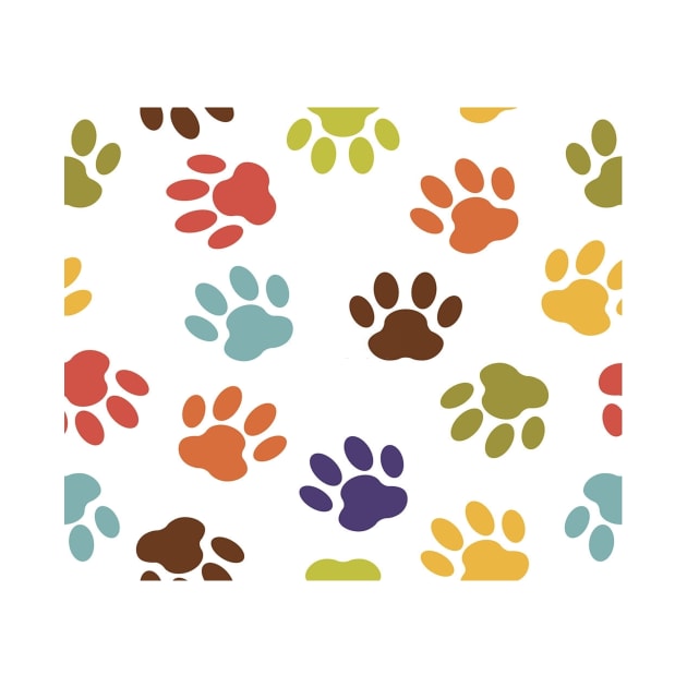 colourful dog paw prints by naturebabylon