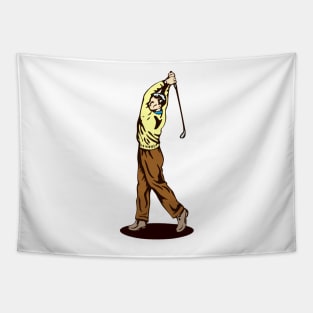 Vintage Golfer Playing Golf Tapestry