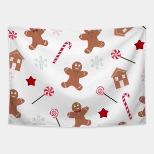 Gingerbread cookies and candies Christmas pattern Tapestry