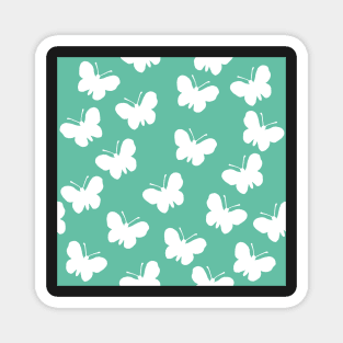 Aqua and white butterfly print 2 Magnet