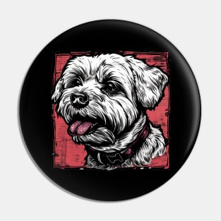 Retro Art Maltese  Dog Lover Pin