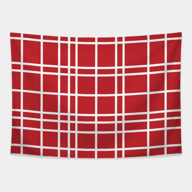 White Plaid Over Red Tapestry by PSCSCo