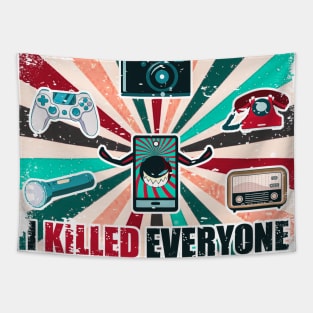 smartphone killed everyone vintage retro aesthetic style radio teliphone Tapestry