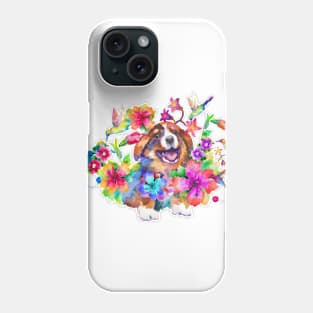 Corgi pup in flowers Phone Case