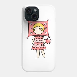 Cute girl in pink heart costume cartoon Phone Case