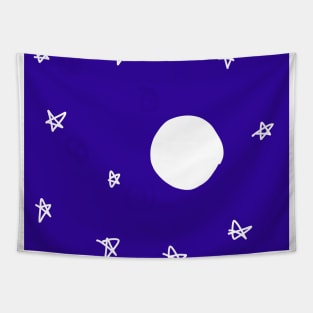 blue purple night moon watercolor design Tapestry