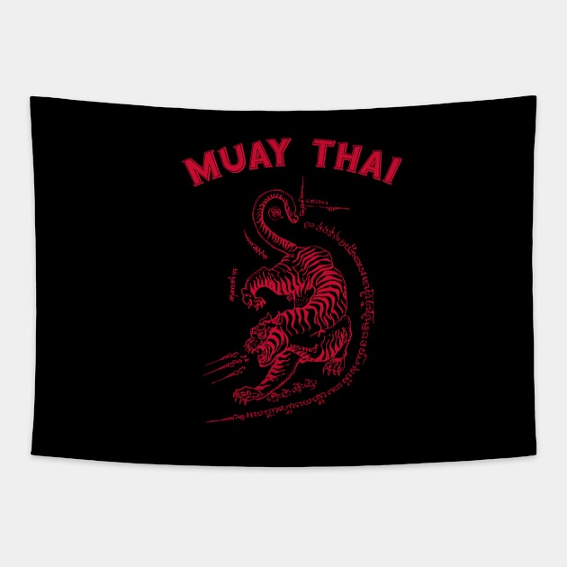 Muay Thai Tiger Sak Yant Tattoo Kickboxing Thailand Tapestry by VintCam