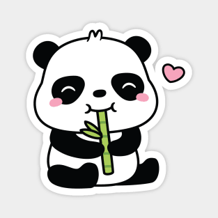 Cute Little Panda Munching On Bamboo Shoot Magnet