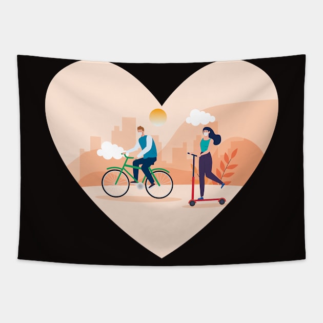 Love is not Cancelled, Marriage is not cancelled, Quarantine engagement, Minimal Design For Cyclist Couple, Husband and wife or for partners and lovers.Funny Gift Idea for Quarantine Marriage 2021 Tapestry by BicycleStuff