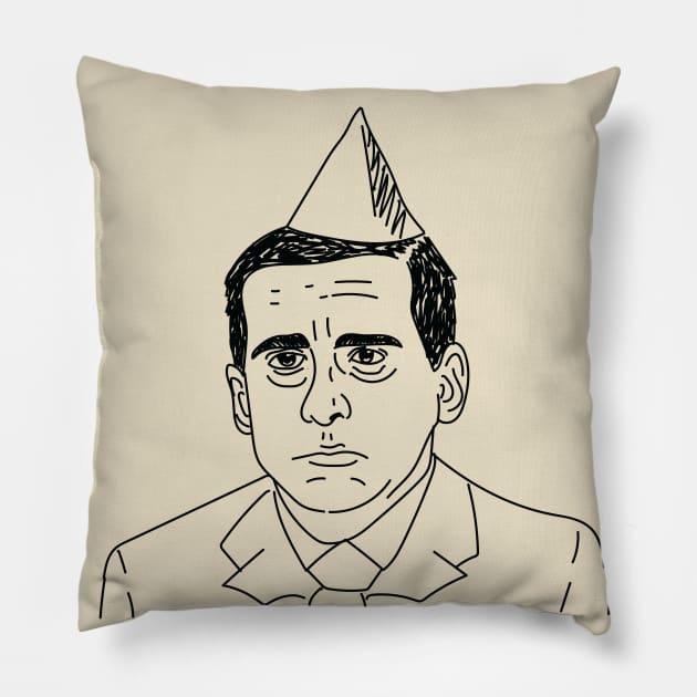 Michael Scott with Party Hat Pillow by FalconArt